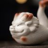 Handmade White Duanni White Chinese Dragon Tea Pet (3) Handmade White Duanni White Chinese Dragon Tea Pet