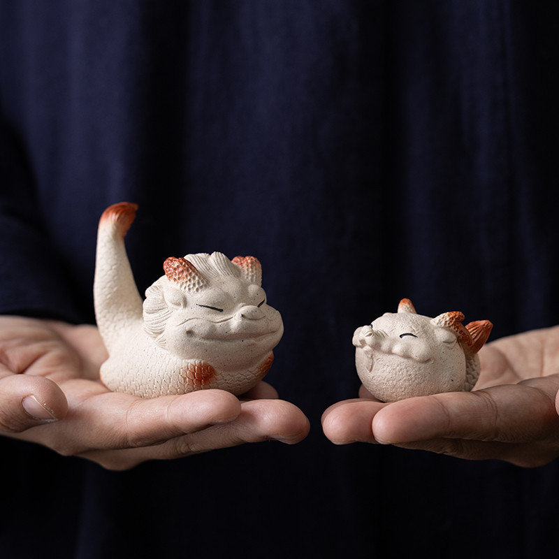 Handmade White Duanni White Chinese Dragon Tea Pet (4) Handmade White Duanni White Chinese Dragon Tea Pet