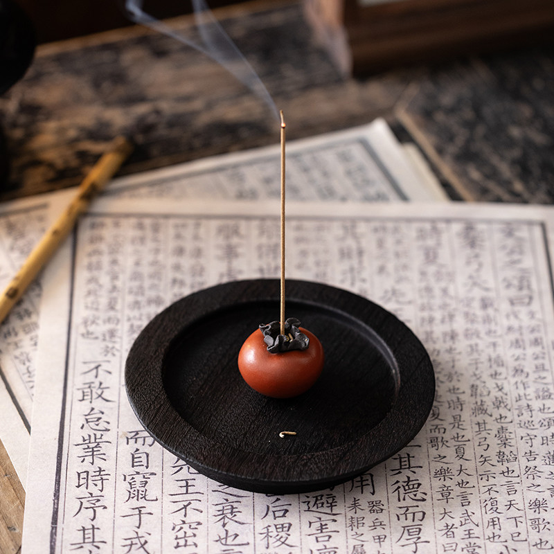 Handmade Zisha Yixing Clay Persimmon Incense Holder (3) Handmade Zisha Yixing Clay Persimmon Incense Holder