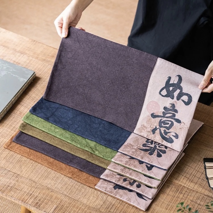 Tie-dye Chinese Style Fabric Calligraphy Tea Table Cloth (2) Tie-dye Chinese Style Fabric Calligraphy Tea Mat