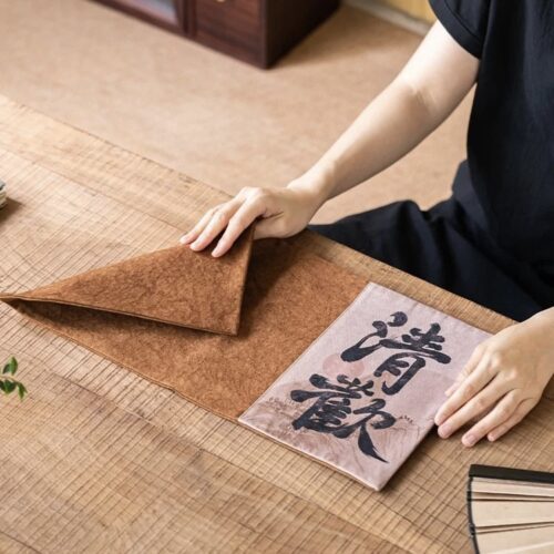 Tie-dye Chinese Style Fabric Calligraphy Tea Table Cloth (7) Tie-dye Chinese Style Fabric Calligraphy Tea Mat