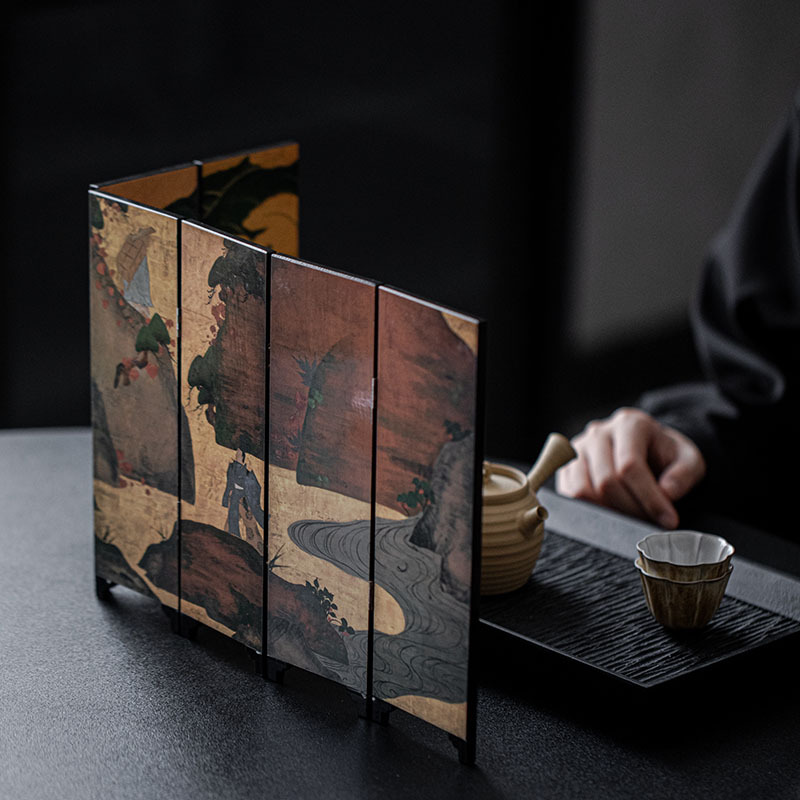 Vintage Wood Chinese Painting Ornament Decoration (2) Vintage Wood Chinese Painting Desk Divider Ornament