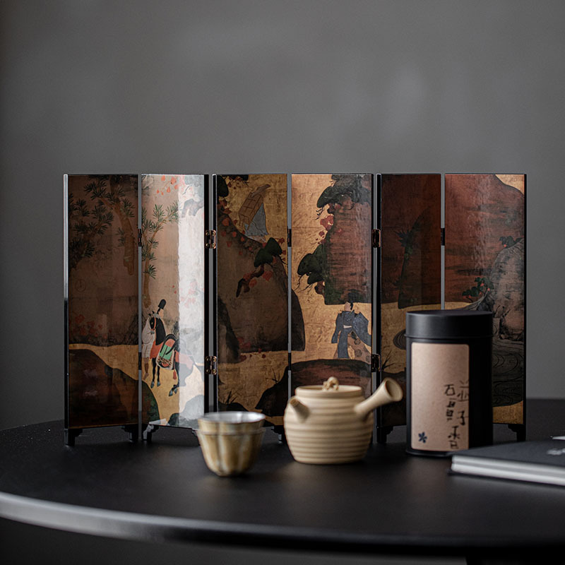 Vintage Wood Chinese Painting Ornament Decoration (4) Vintage Wood Chinese Painting Desk Divider Ornament