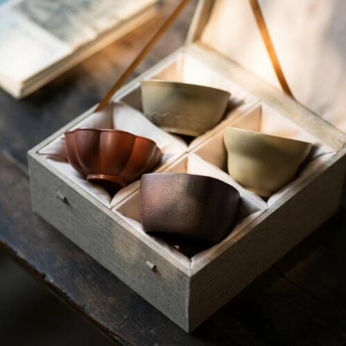 2 Handmade Yixing Zisha Clay Dragon Year Gift 100ml Tea Cup Set