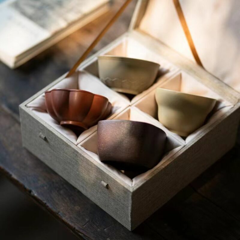 Handmade Yixing Zisha Clay Dragon Year Gift 100ml Tea Cup Set