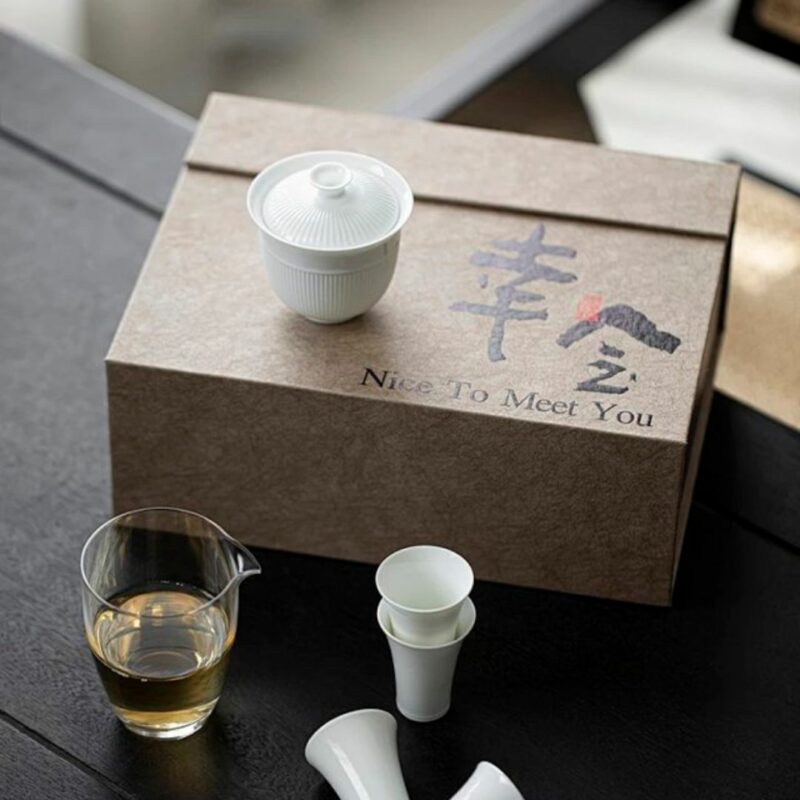 Chinese Style Dehua White Porcelain "Xing Hui" Tea Set