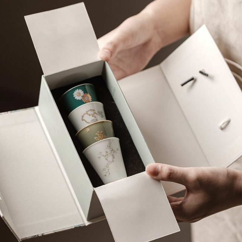 Elegant Decoration Ceramic 4 Tea Cup Set 40ml