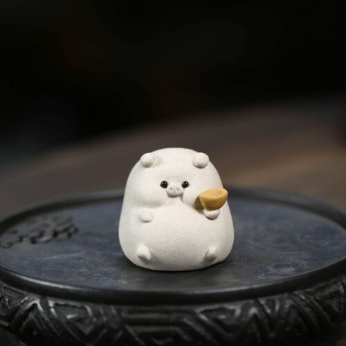Handmade White Duanni Piggy Tea Pet