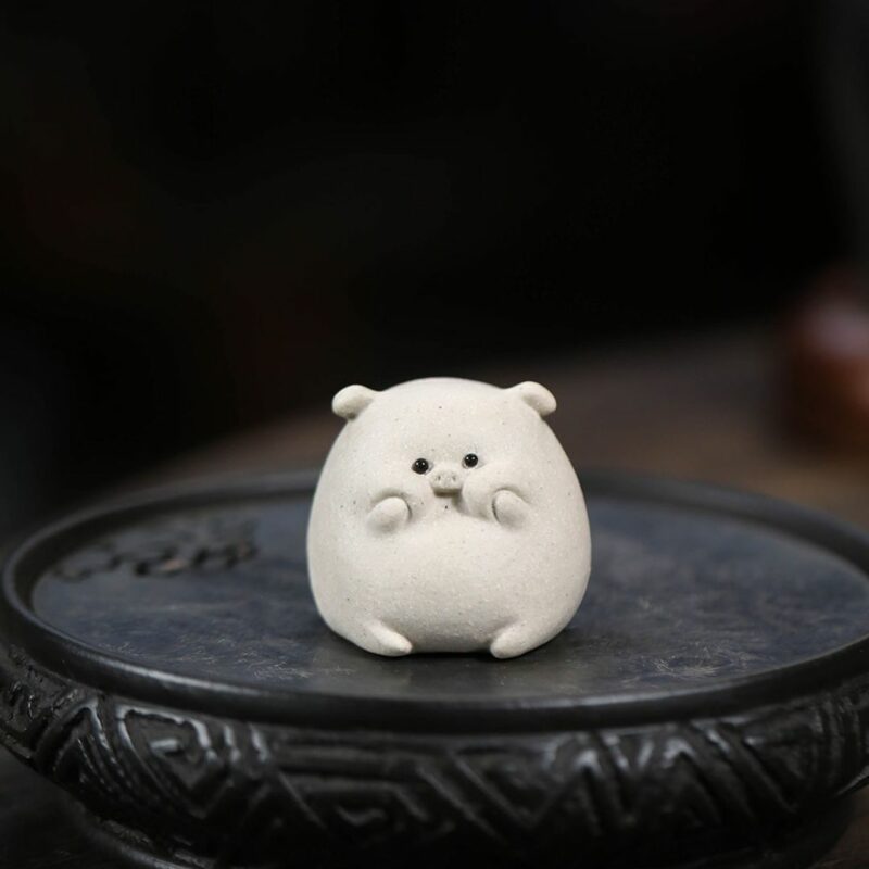 Handmade White Duanni Piggy Tea Pet