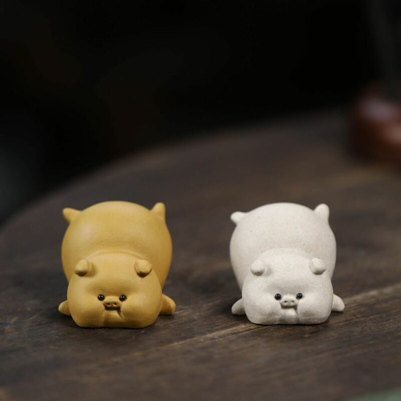 Handmade White Duanni Piggy Tea Pet