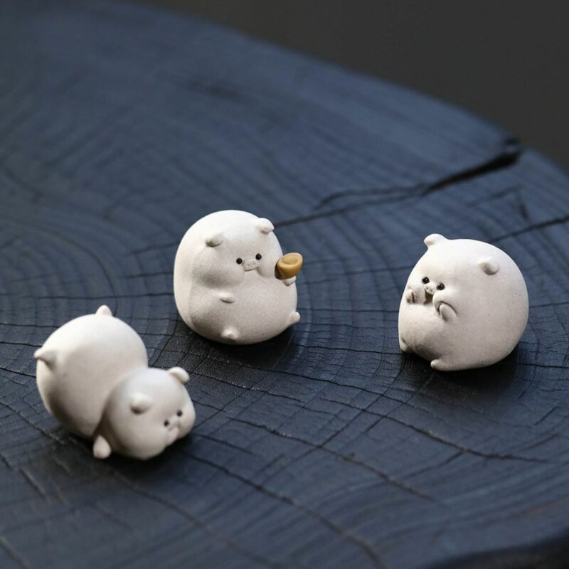 Handmade White Duanni Piggy Tea Pet