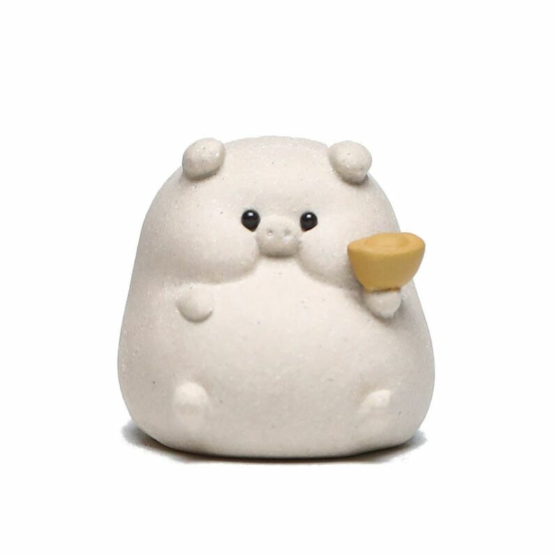 Handmade White Duanni Piggy Tea Pet