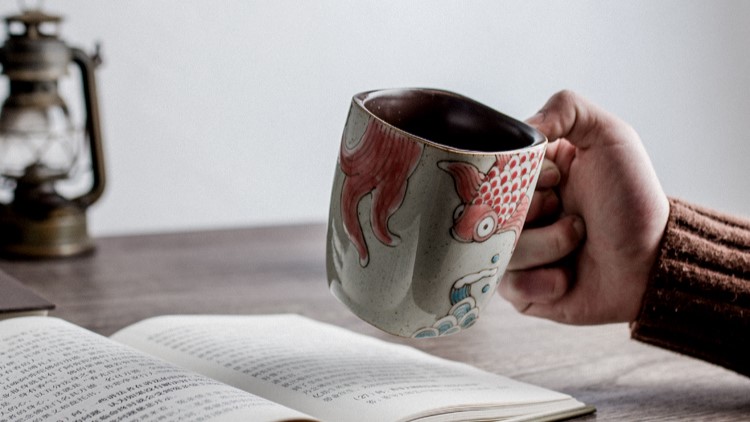 mug Hand-painted Creative Underglaze decoration Ceramics Carp Mug