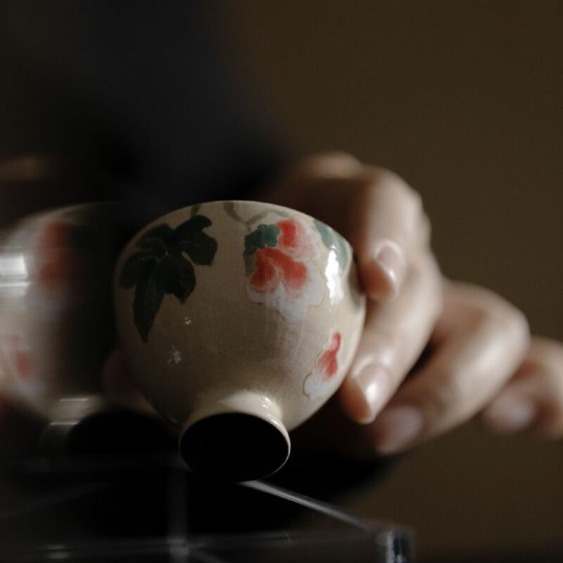 11 Wucai Underglaze decoration Ceramic Peony 130ml Teapot