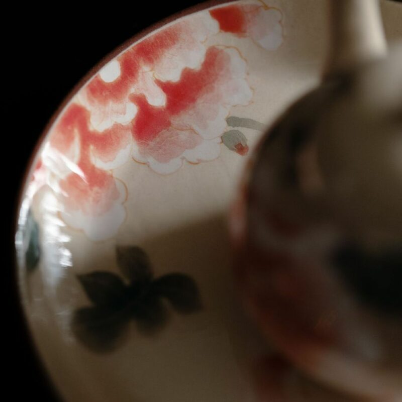 17 Wucai Underglaze decoration Ceramic Peony 130ml Teapot