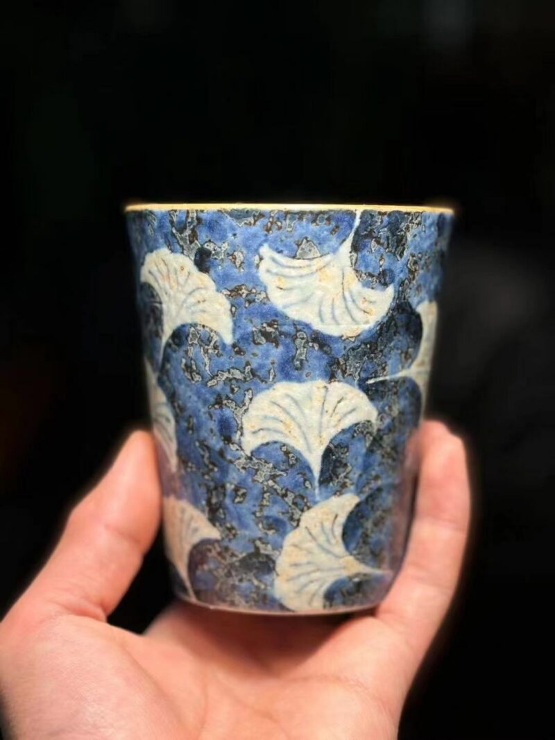 527e11bb337fc02835255775225570d Handmade Ceramic Blue Ginkgo Leaf Green Tea 280ml Tea Cola Coffee Cup
