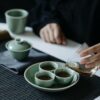 591-3 Yue Ware Ceramic Celadon Glaze 12 Piece Tea Set