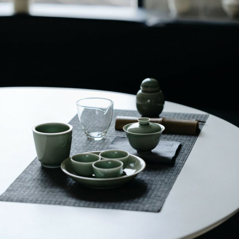 591-6 Yue Ware Ceramic Celadon Glaze 12 Piece Tea Set