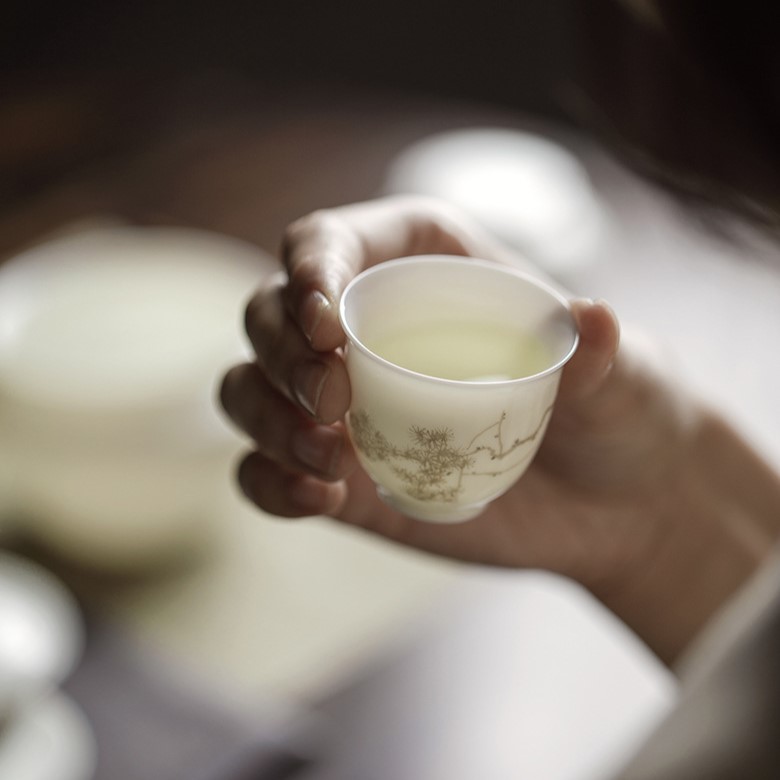 Hand painted White Porcelain 11 Piece Gong Fu Tea Set