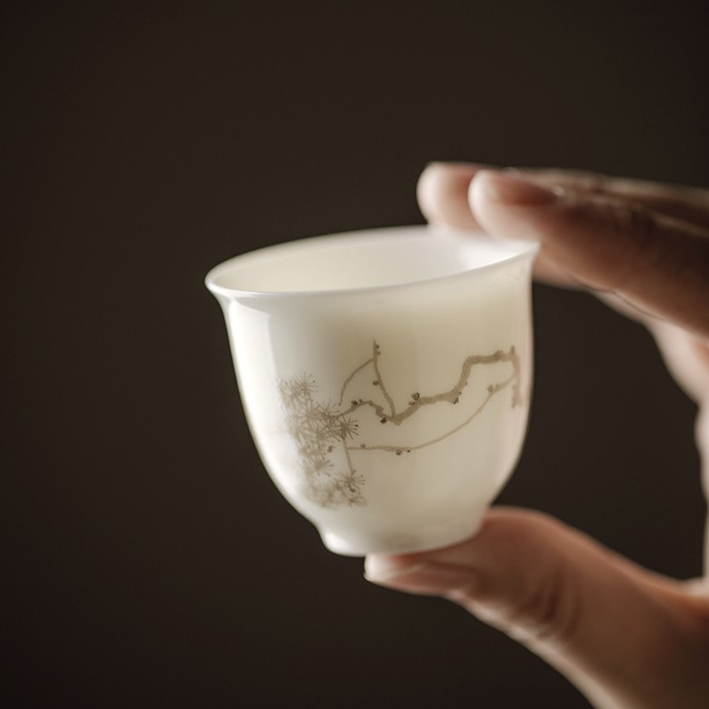 Hand painted White Porcelain 11 Piece Gong Fu Tea Set