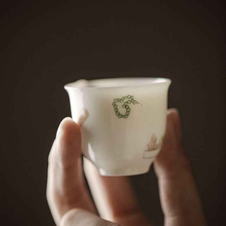 Hand painted White Porcelain 11 Piece Gong Fu Tea Set