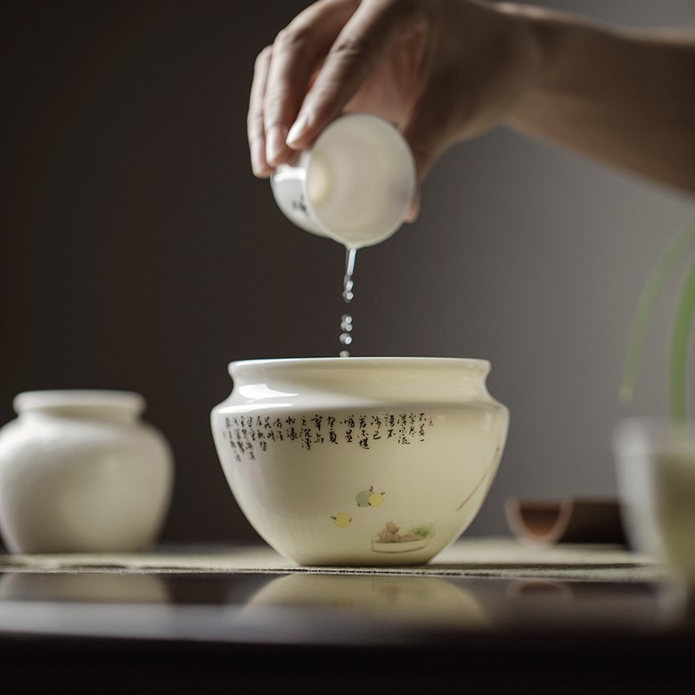 Hand painted White Porcelain 11 Piece Gong Fu Tea Set