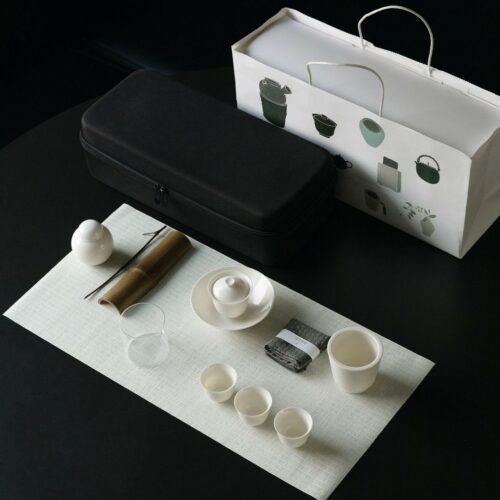 594-1 Elegant White Porcelain 12 Piece Gong Fu Tea Set