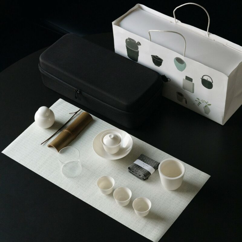 594-1 Elegant White Porcelain 12 Piece Gong Fu Tea Set