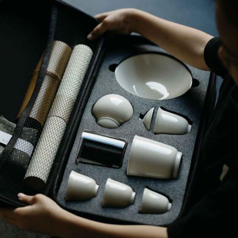 594-2 Elegant White Porcelain 12 Piece Gong Fu Tea Set