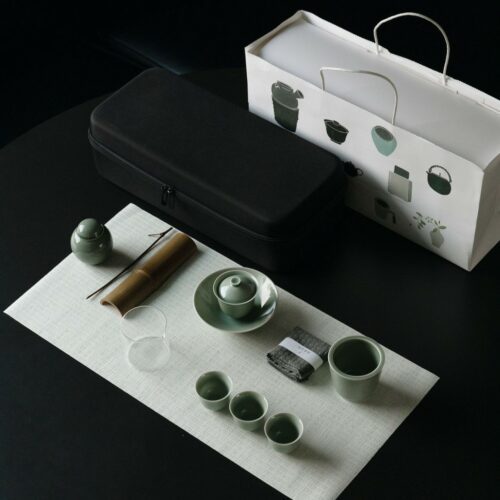 595-1 Yue Ware Ceramic Celadon Glaze 12 Piece Tea Set