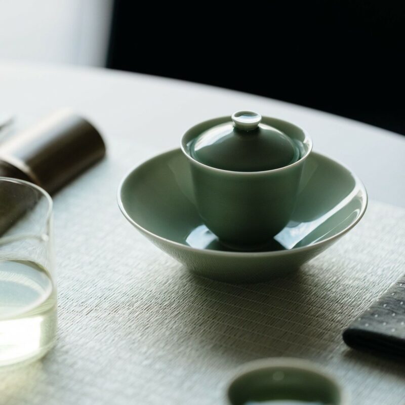 595-4 Yue Ware Ceramic Celadon Glaze 12 Piece Tea Set