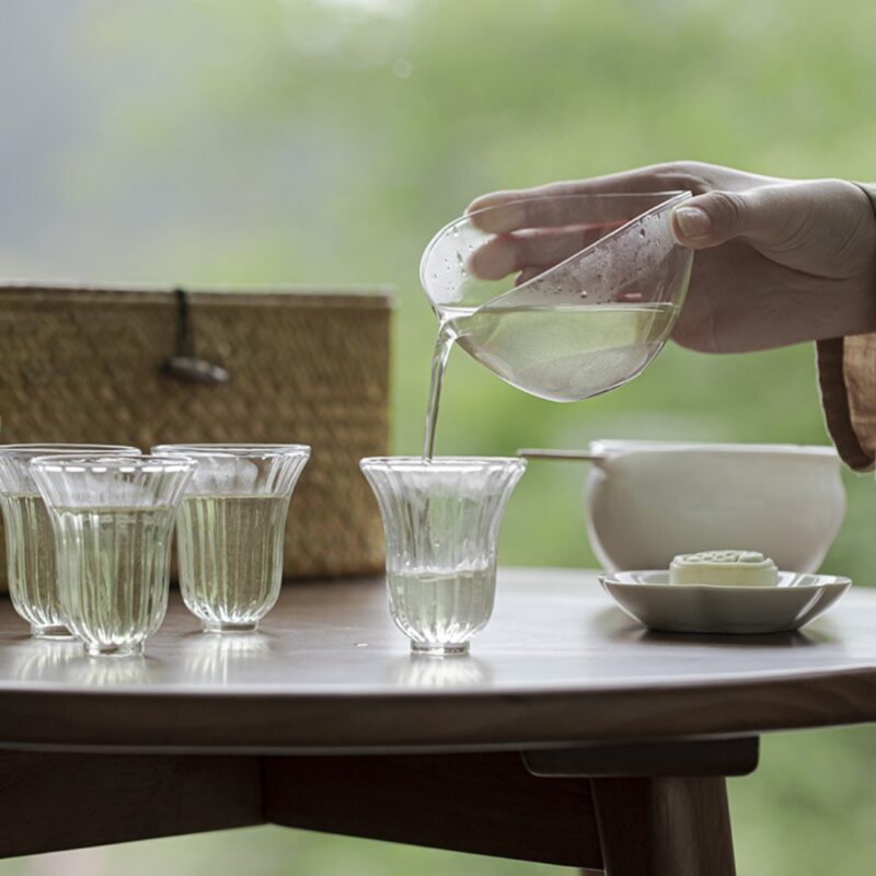 Elegant Jade White Porcelain Green Tea Gaiwan Set