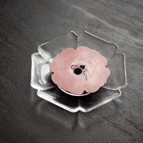 628-1 Elegant Glass Tea Boat With Vintage Copper Stand
