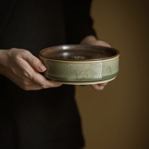 630-8 Yue Ware Vintage Ceramic Green Tea Boat