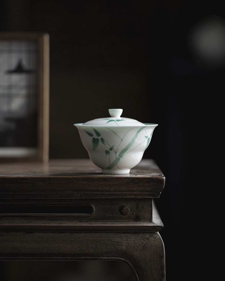 639-1 Emerald Green Ceramic Bamboo 120ml Gaiwan