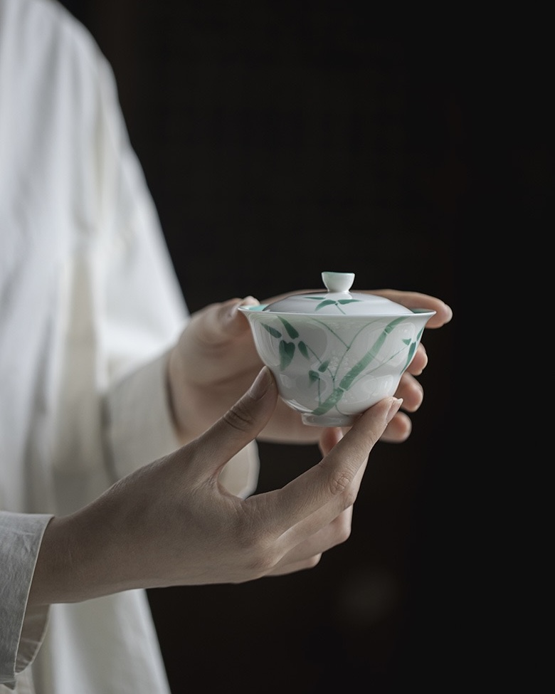 639-3 Emerald Green Ceramic Bamboo 120ml Gaiwan