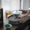 639-4 Emerald Green Ceramic Bamboo 120ml Gaiwan