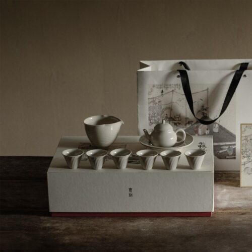 641-1 Ash Glaze Ceramic Vintage Style 9 Piece Chinese Tea Set