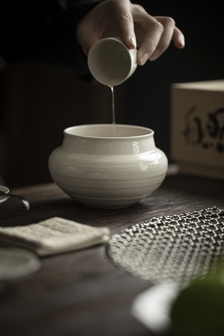 654-2 Grey Glaze Ceramic 550ml Tea Basin