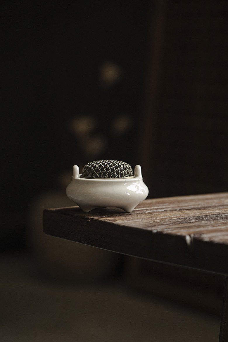656-1 Grey Glaze Ceramic Vintage Incense Burner