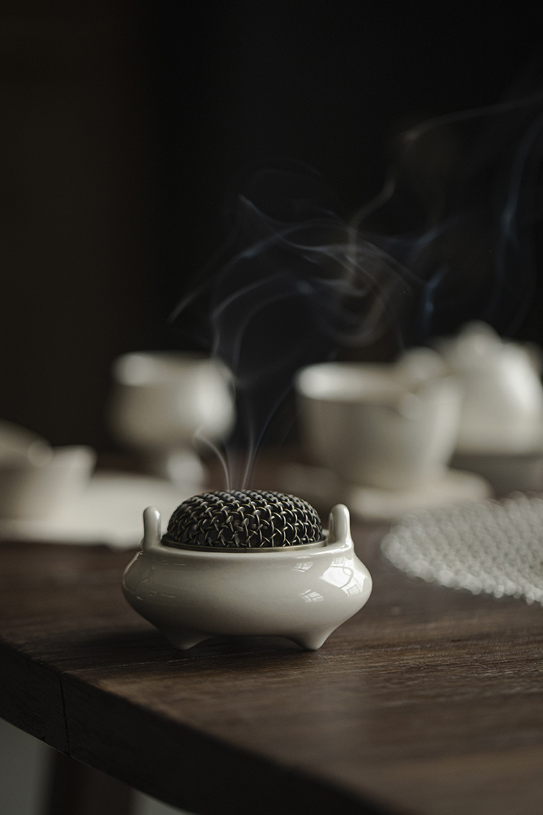 656-3 Grey Glaze Ceramic Vintage Incense Burner