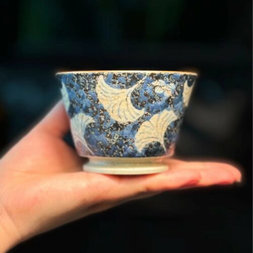 6799831dc0ed782e85ab27257f303e5 Handmade Ceramic Blue Ginkgo Leaf  200ml Tea Cup