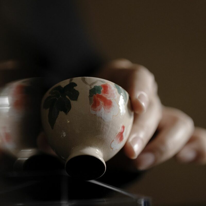 9 Wucai Underglaze decoration Ceramic Peony 130ml Teapot