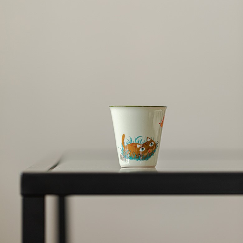 Cute-Ceramic-Kitten-Painting-150ml-Gaiwan-2 Cute Ceramic Kitten Painting 150ml Gaiwan