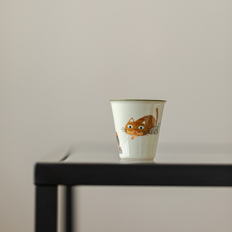 Cute-Ceramic-Kitten-Painting-150ml-Gaiwan-3 Cute Ceramic Kitten Painting 150ml Gaiwan