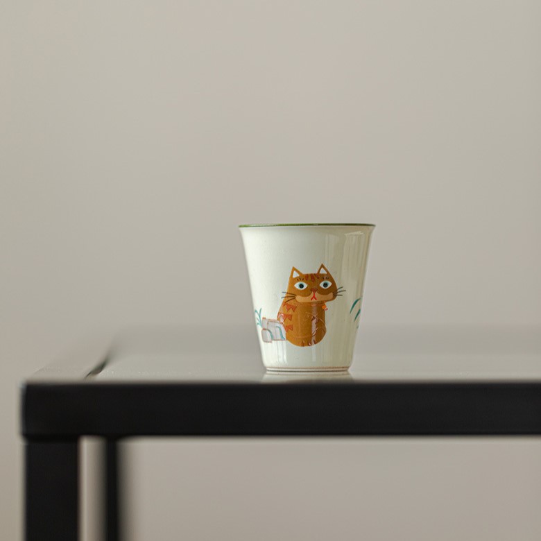 Cute-Ceramic-Kitten-Painting-150ml-Gaiwan-4 Cute Ceramic Kitten Painting 150ml Gaiwan