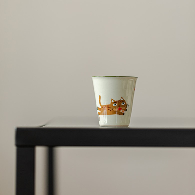 Cute-Ceramic-Kitten-Painting-150ml-Gaiwan-5 Cute Ceramic Kitten Painting 150ml Gaiwan