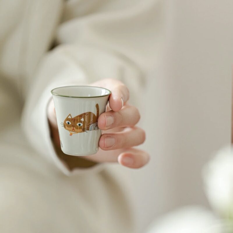 Cute-Ceramic-Kitten-Painting-150ml-Gaiwan-9 Cute Ceramic Kitten Painting 150ml Gaiwan