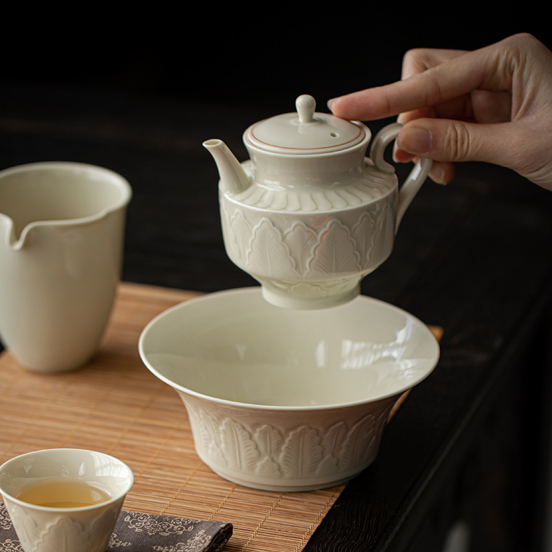 Ding-Ware-Ceramic-Banana-Leaves-300ml-Tea-Boat-10 Ding Ware Ceramic Banana Leaves 300ml Tea Boat