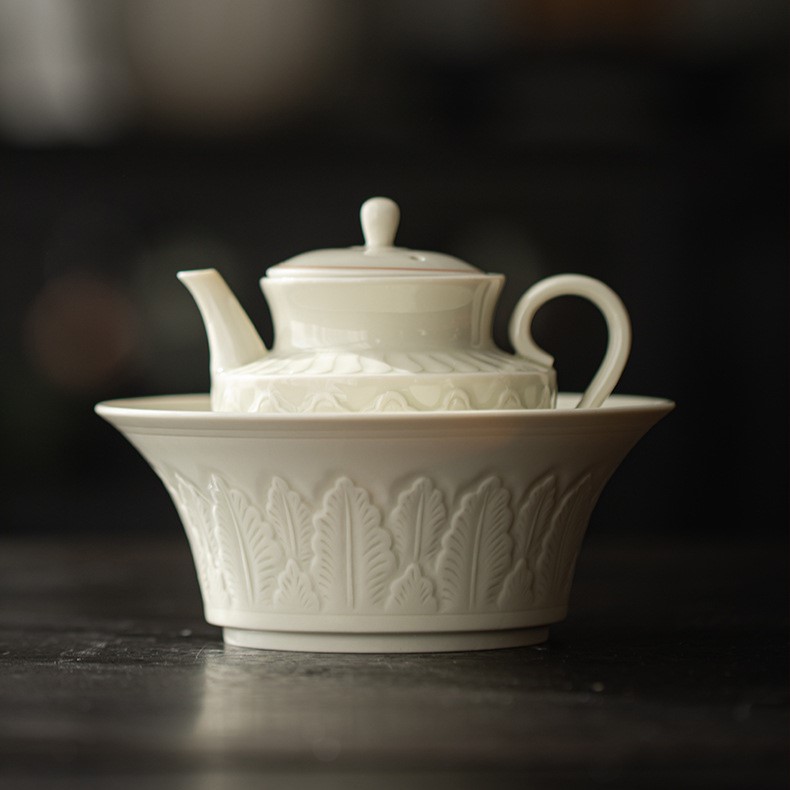 Ding-Ware-Ceramic-Banana-Leaves-300ml-Tea-Boat-8 Ding Ware Ceramic Banana Leaves 300ml Tea Boat